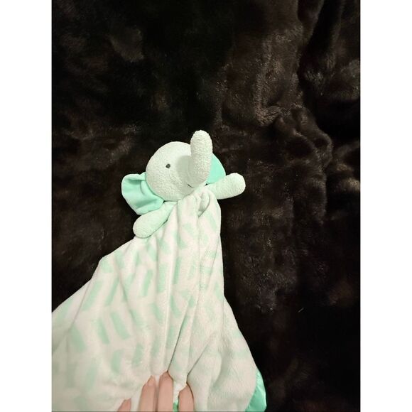 Cloud Island Mint Green & White Elephant Oversized Security Blanket Fluffy Back - Picture 1 of 4